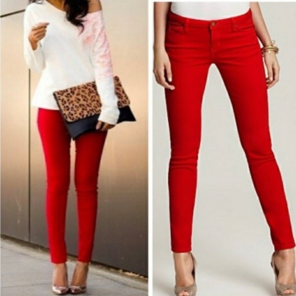 EUC J Brand Skinny Leg Mid-Rise Bright Red Jeans Pants